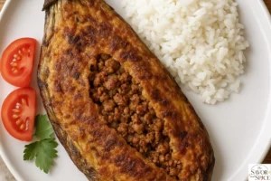 Tortang Talong with Giniling ready to serve.
