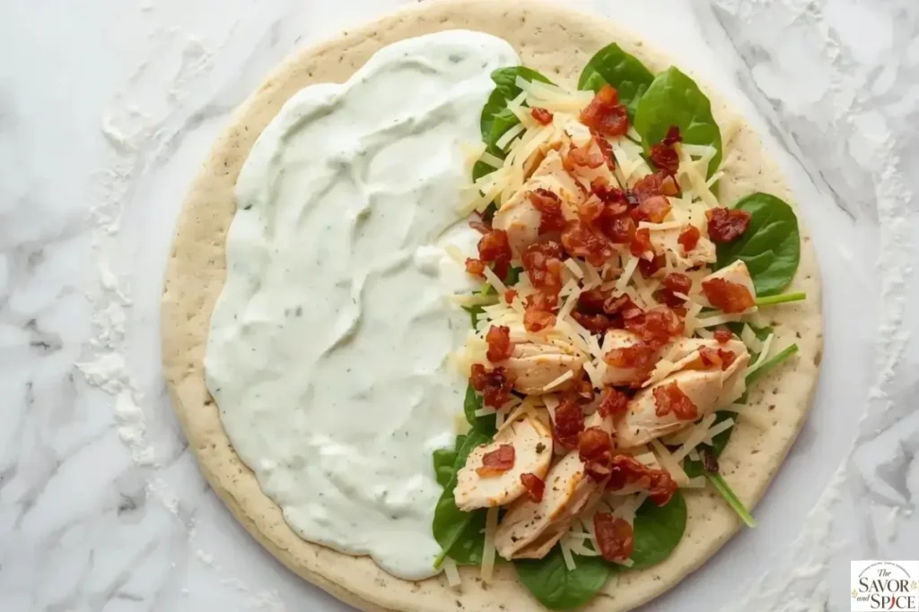 Add the filling to the Chicken Ranch Calzones.