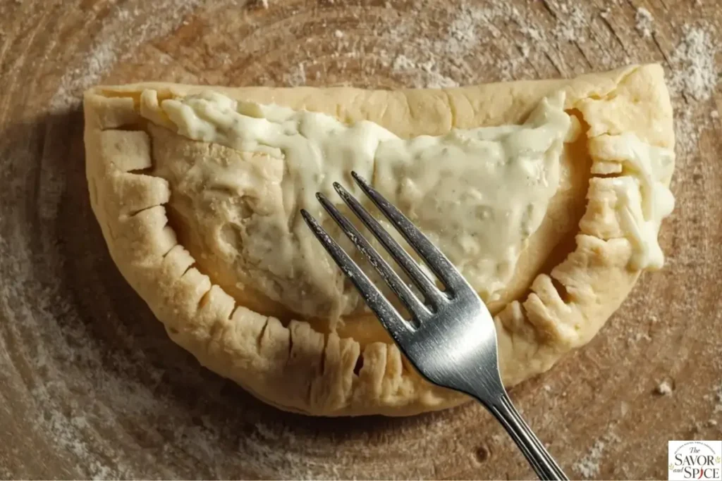 Fold the crust for easy chicken bake ranch calzones.
