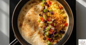 assembling quesadillas.