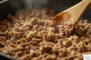 Cooking ground turkey to made turkey sloppy joe.