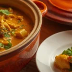 Simple Jamaican Curry Chicken cooked to perfection, with golden, tender chicken pieces in a rich, aromatic curry sauce, garnished with fresh herbs.