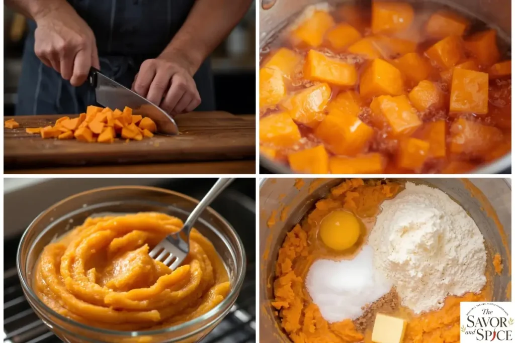 Soft potato soufflé recipe step-by-step instructions, baked golden and served warm