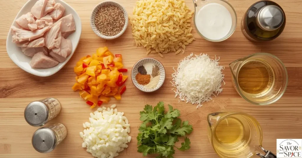 ingredients required to make Cajun chicken orzo.