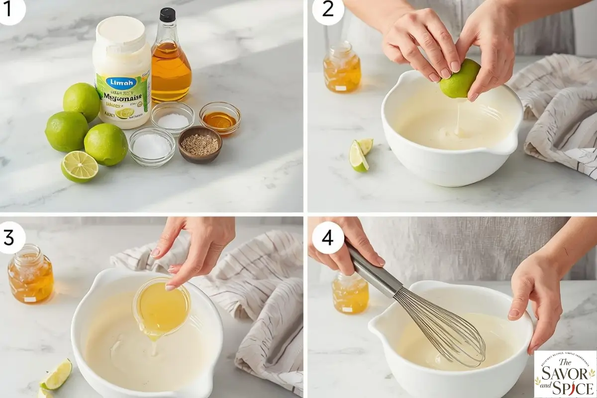 Making Creamy dressing for Mexican Coleslaw Recipe.