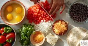 preparing fillings for the quesadilla recipe.