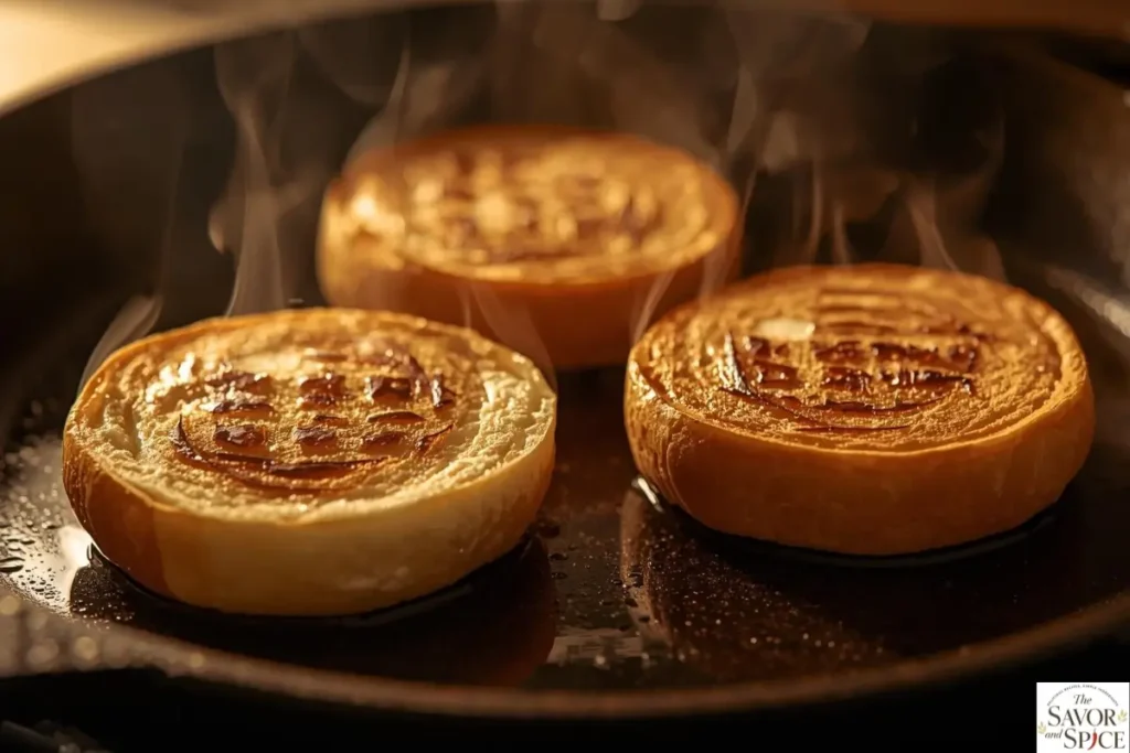 Toasting buns for turkey sloppy joes.