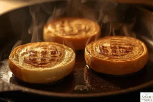 Toasting buns to make Turkey Sloppy Joe for lunch.