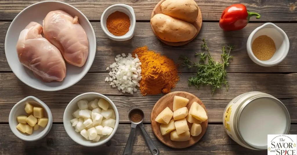 ingredients required to make Jamaican curry chicken.