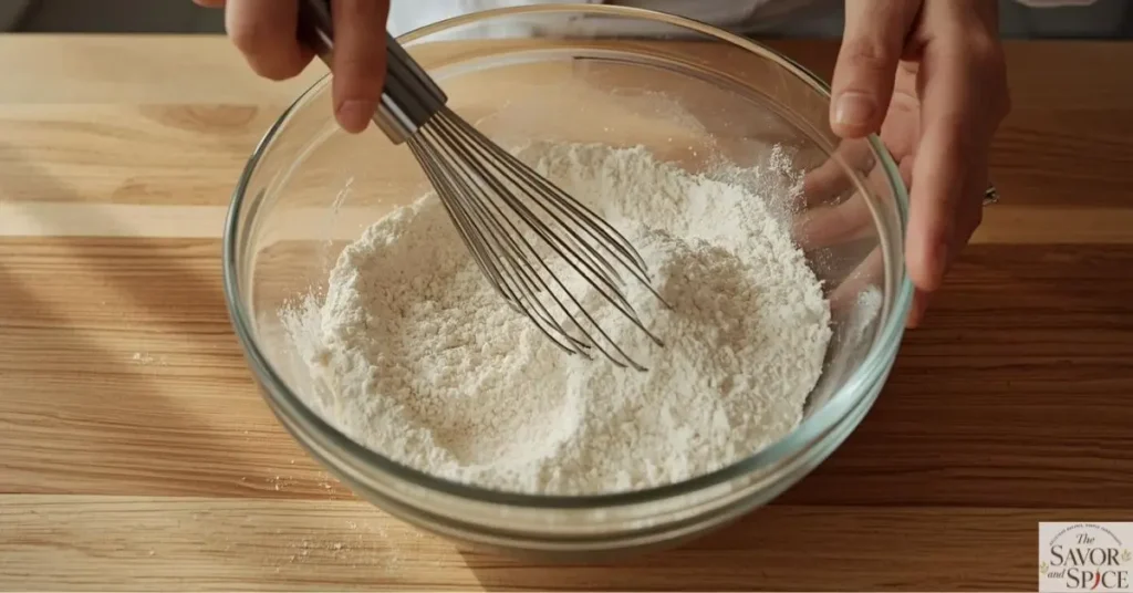 mix dry ingredients to make banana breads.