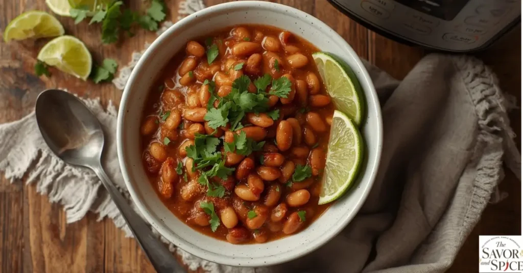 Instant Pot Pinto Beans garnished with fresh cilantro.