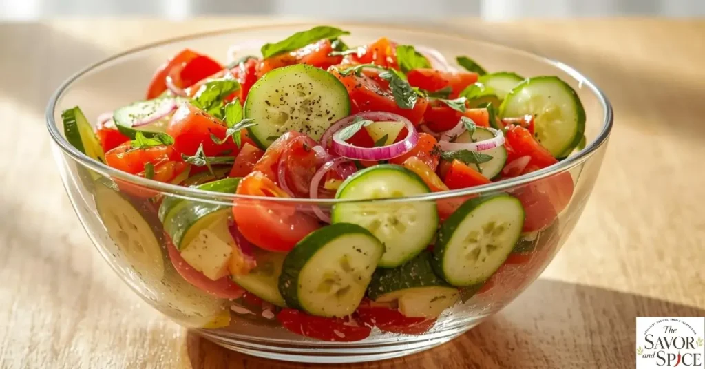 Add seasoning to salad in a clear glass bowl.
