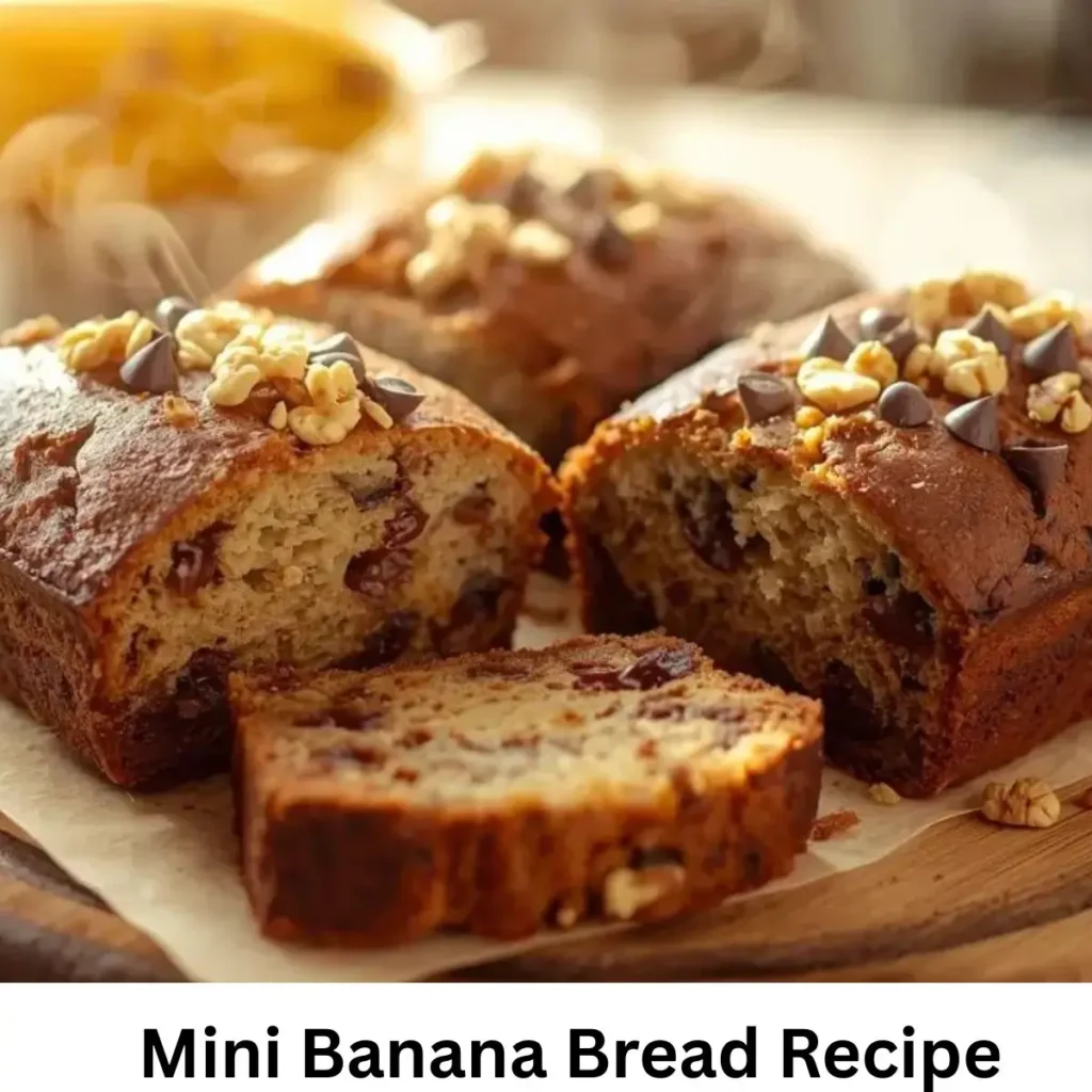 Mini Banana Bread Recipe - golden, moist mini banana loaves fresh from the oven.