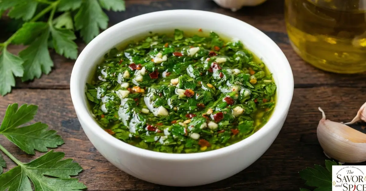 Homemade Chimichurri Sauce for Grilled Meats & Tacos.