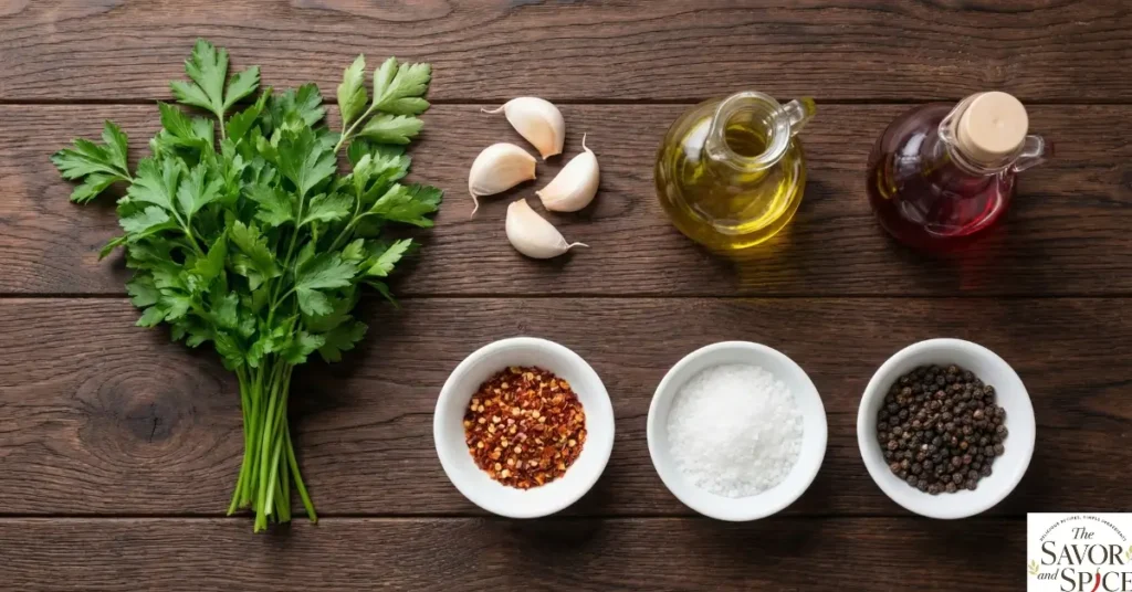 Ingredients for the best Chimichurri Sauce recipe.