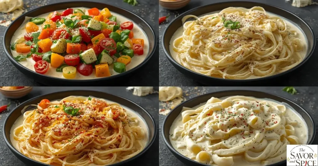 Variations of white sauce pasta with no cream.