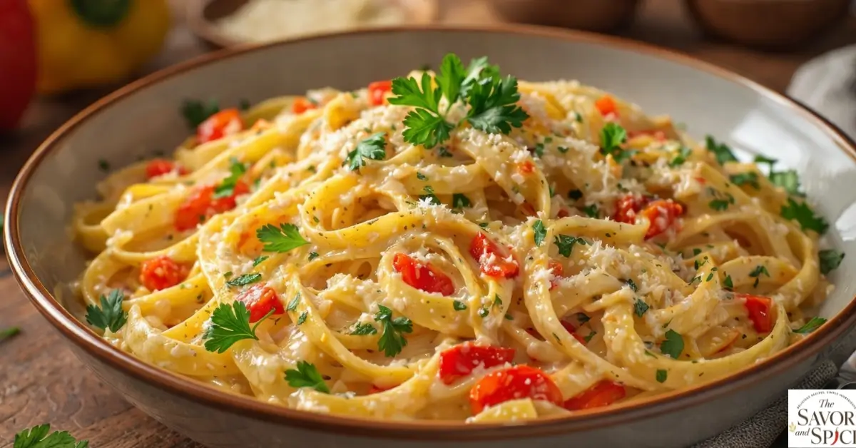 Creamy white sauce pasta made without cream, loaded with vegetables and herbs.