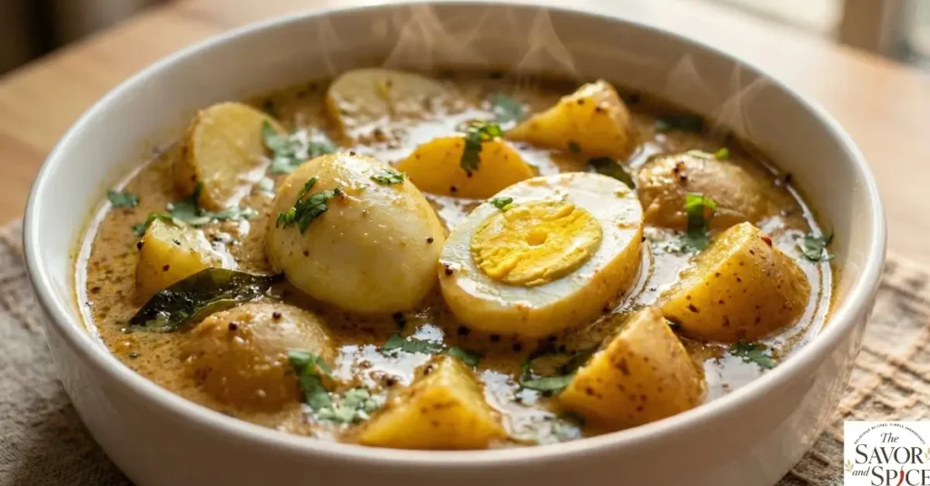 Budget Friendly Potato Egg Curry recipe.