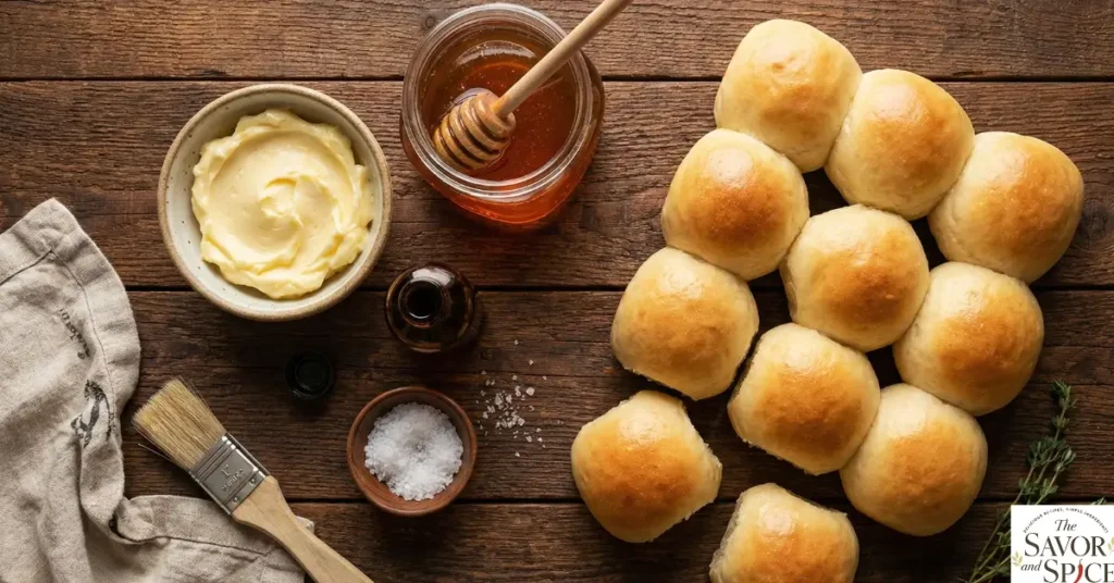 Ingredients for Honey Butter Glaze for Dinner Rolls.
