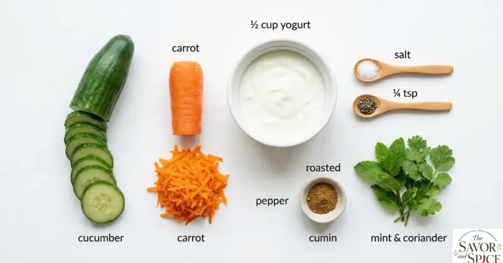 Ingredients for Cucumber Carrot Yogurt Salad for Weight Loss.