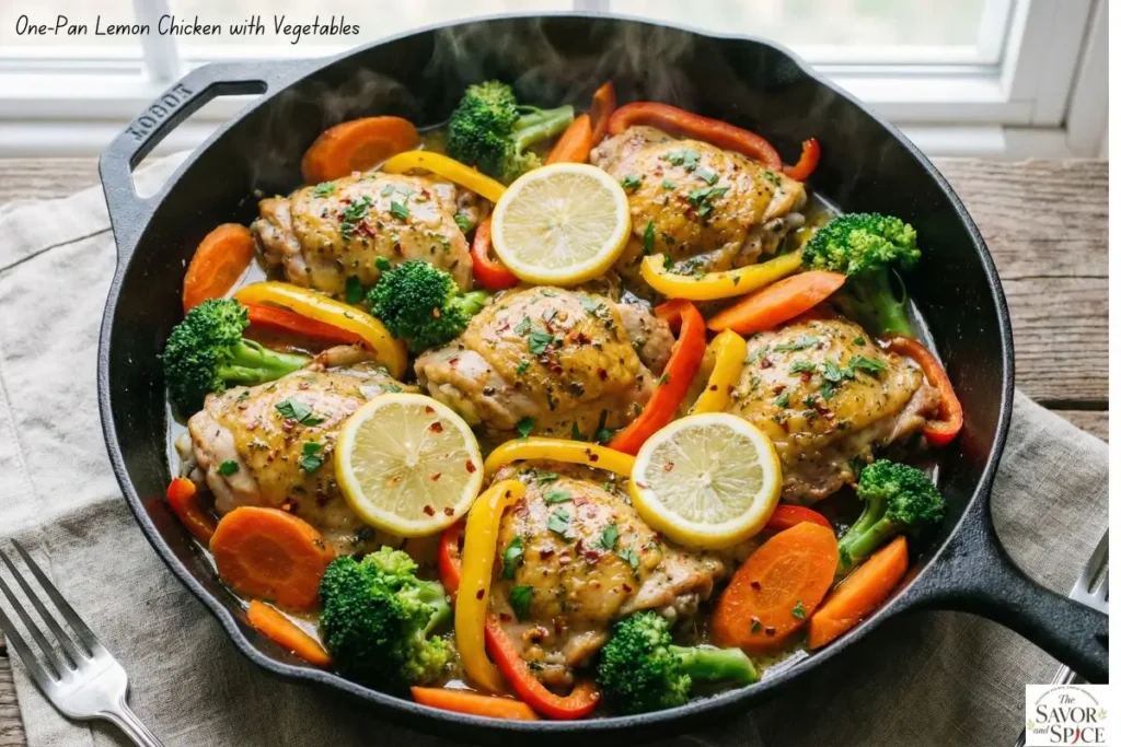 Juicy one-pan lemon chicken with vegetables, easy and quick chicken recipe under 30 minutes.