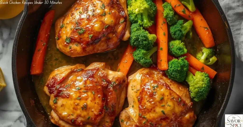 Home-cooked chicken served on a single plate, quick chicken recipe under 30 minutes for easy weeknight meals.