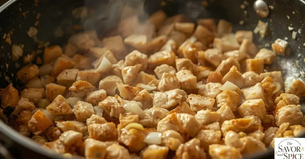 Sautéing aromatics for Marry Me Chicken Pasta recipe.