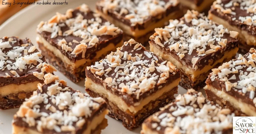 Colorful and delicious easy 3-ingredient no-bake desserts, stacked and ready to serve, bright and appetizing pantry-friendly treats.