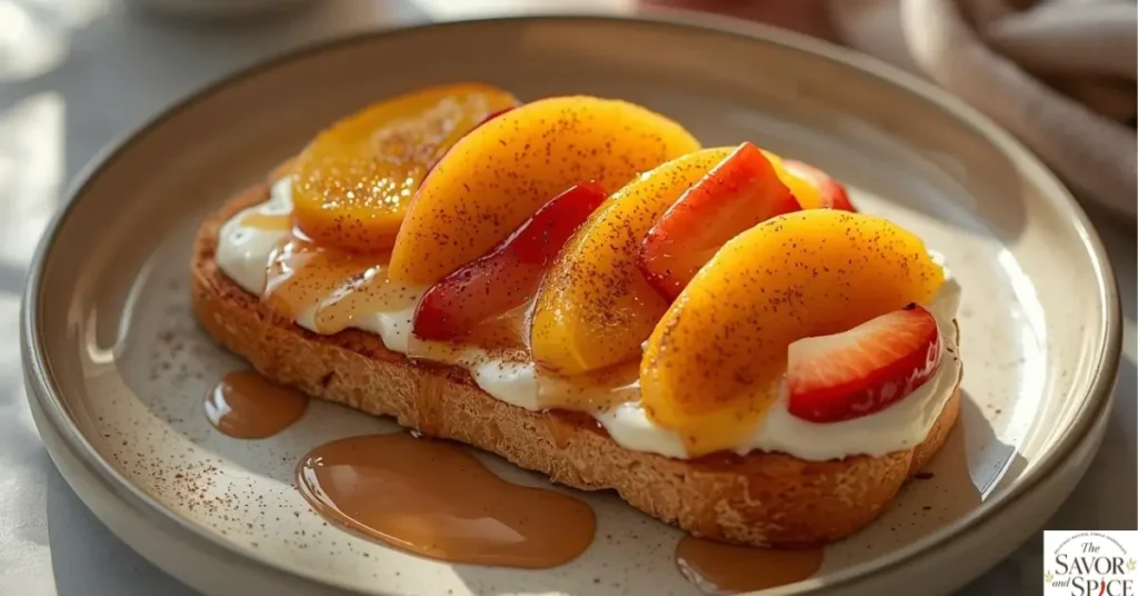 Creamy honey ricotta toast with caramelized fruit – the perfect easy sweet breakfast or brunch recipe.