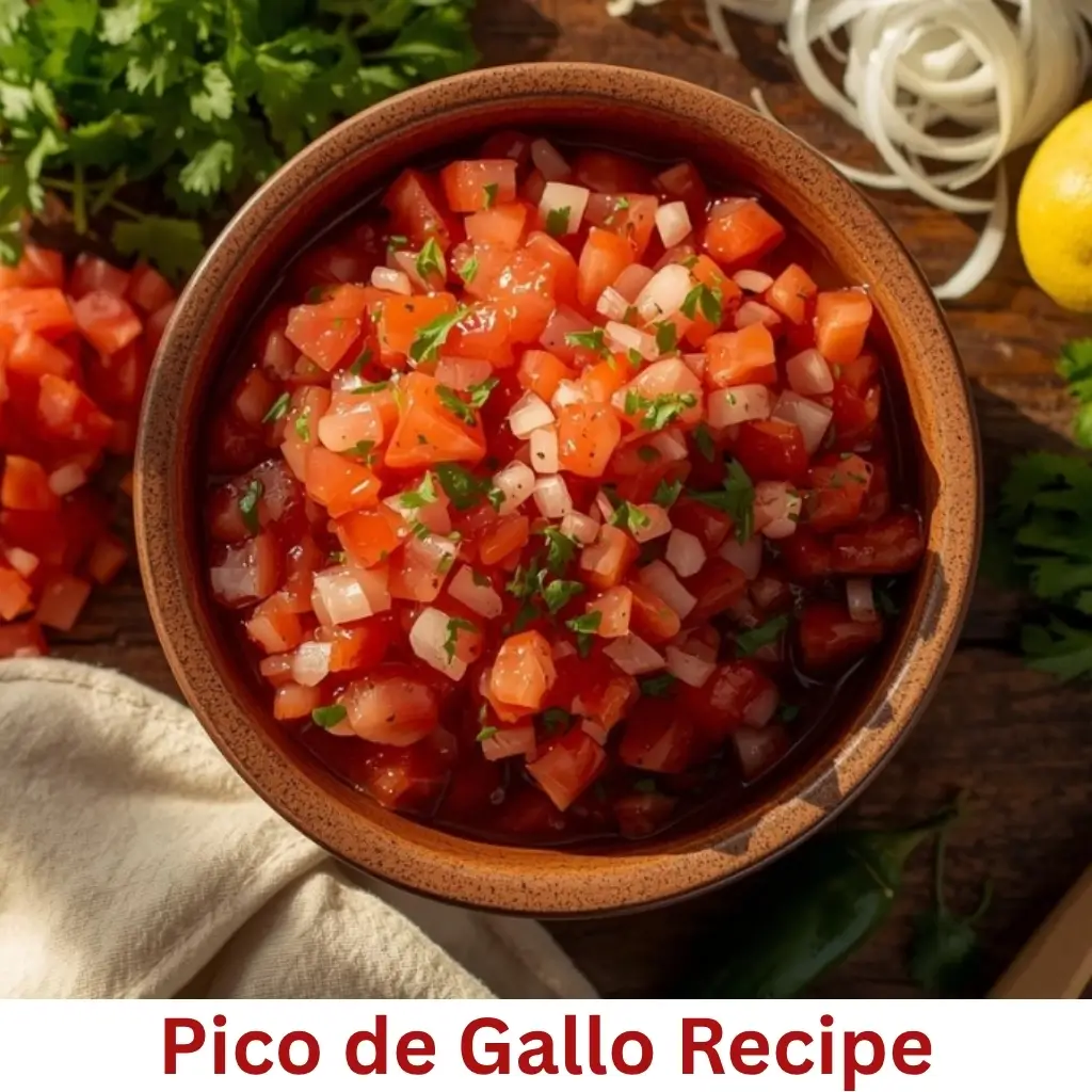 Pico de gallo made with fresh tomatoes, onions, cilantro, and lime juice.