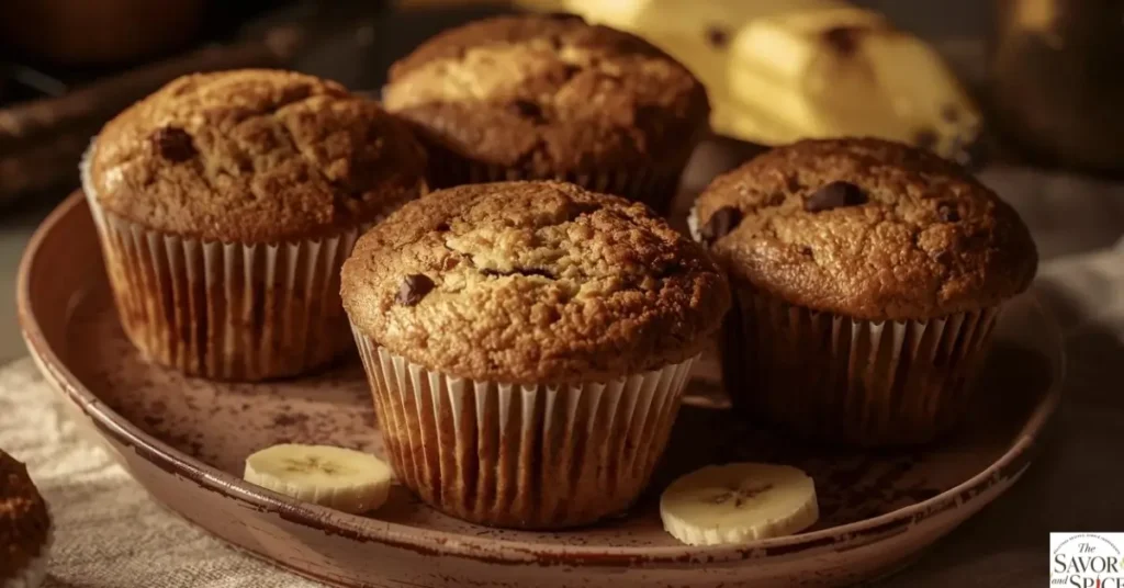 Moist sourdough banana muffins made with leftover sourdough discard displayed on a cooling rack as an easy homemade snack or breakfast recipe.