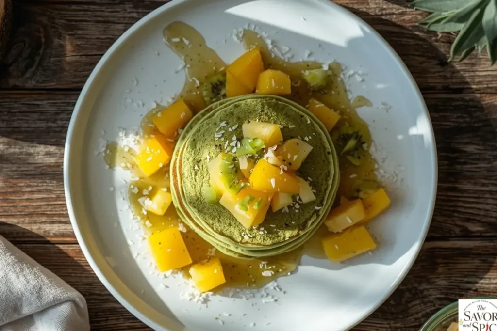 fusion Pancakes served in a plate.