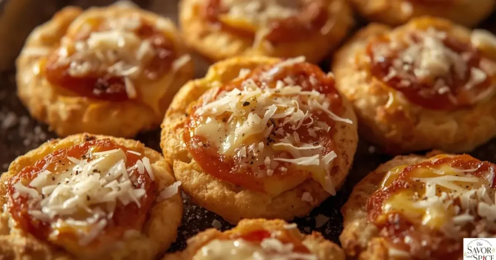 Cheesy sourdough discard crackers with melted and grated cheese.