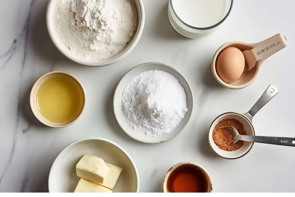 Ingredients List For Fluffy Butter Milk Pancakes.